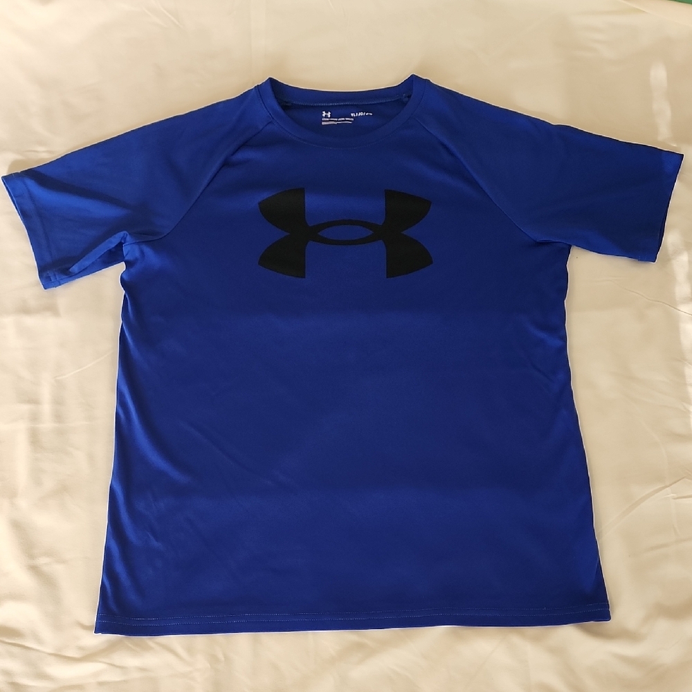 Under Armour Royal Blue Tee with Black Logo. Size Large